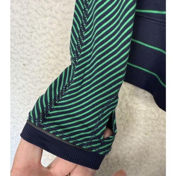 Lululemon 4-6 Run Top Full Tilt LS‎ Slalom Inkwell Blue Green Bean Stripe Lace - Picture 6 of 7